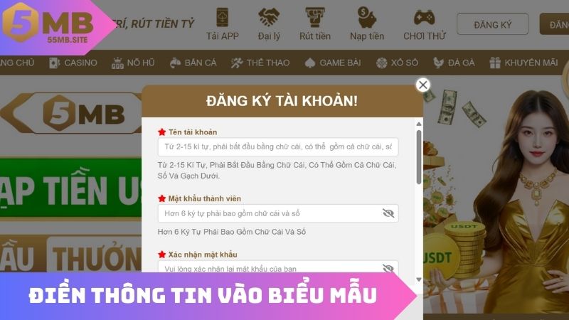 Điền thông tin vào biểu mẫu